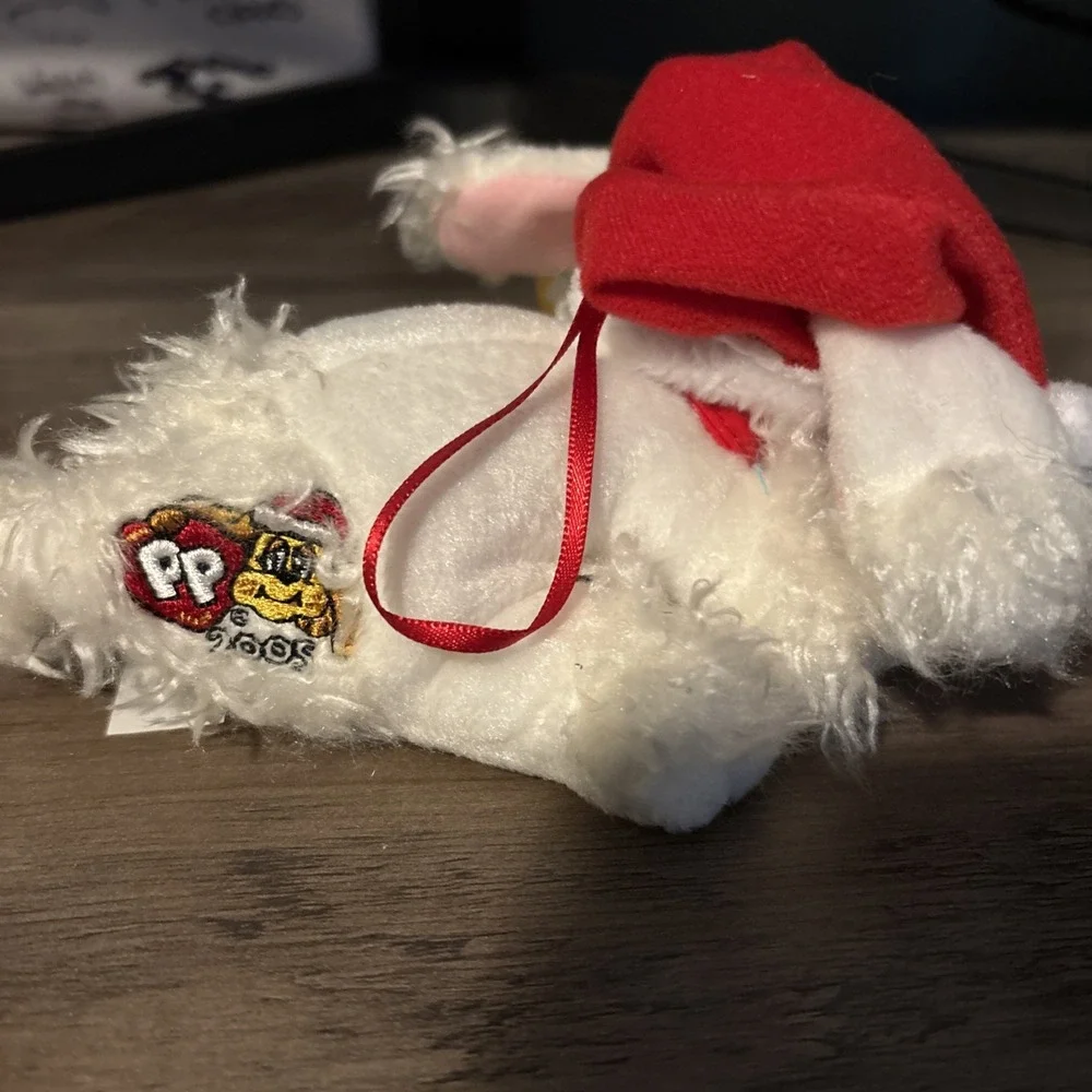 Pound Puppies Christmas‎ Plush 2004 Mattel White Dog Santa NWT Holiday Ornament